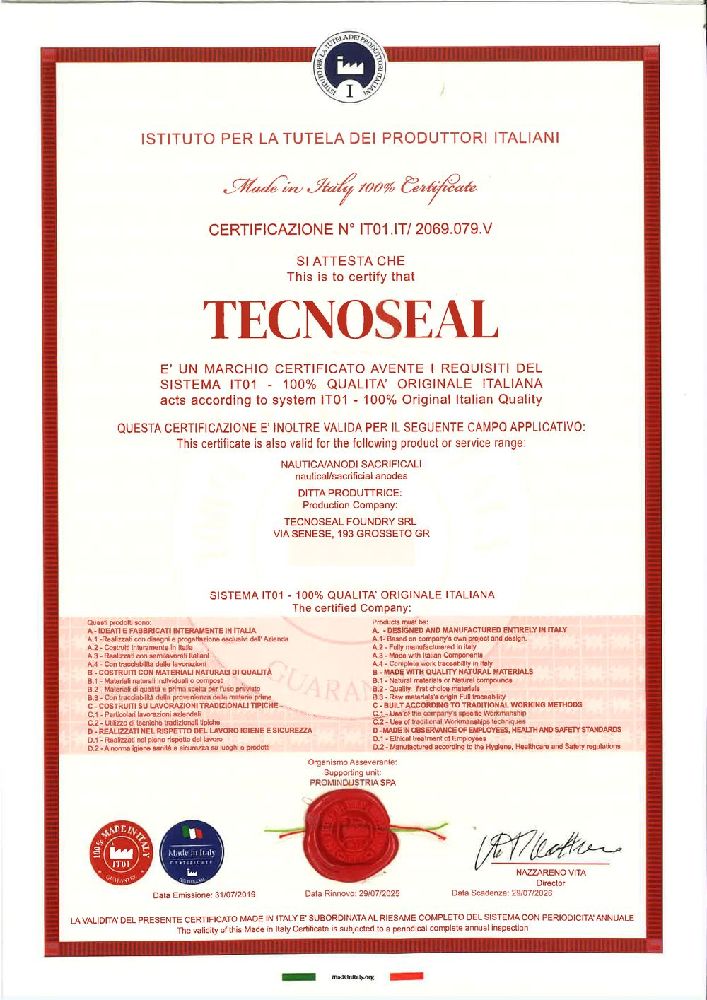 Tecnoseal Foundry srl Certificazione Made in italy